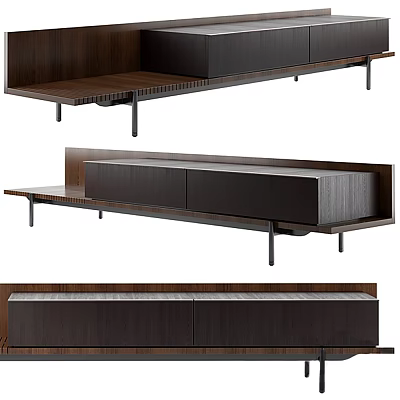 Modern Wooden TV Stand With Sleek Design Metal Legs And Storage Compartments 3d model