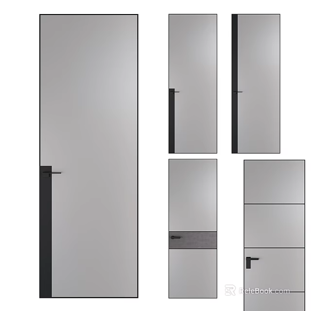 Modern Swing Door Design With Sleek Metal Frame And Various Panel Configuration Options 3d model 