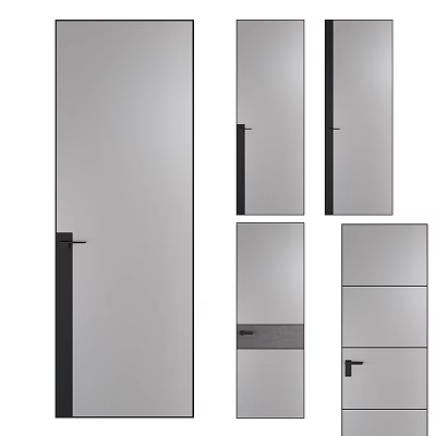 Modern Swing Door Design With Sleek Metal Frame And Various Panel Configuration Options 3d model