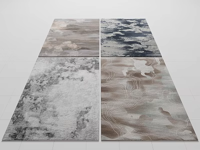 Stylish Square Rugs With Four Unique Abstract And Textured Patterns For Home Decor 3d model