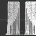 Elegant Beige Curtains With Floral Patterns And Layered Gray Striped Sheer Fabric