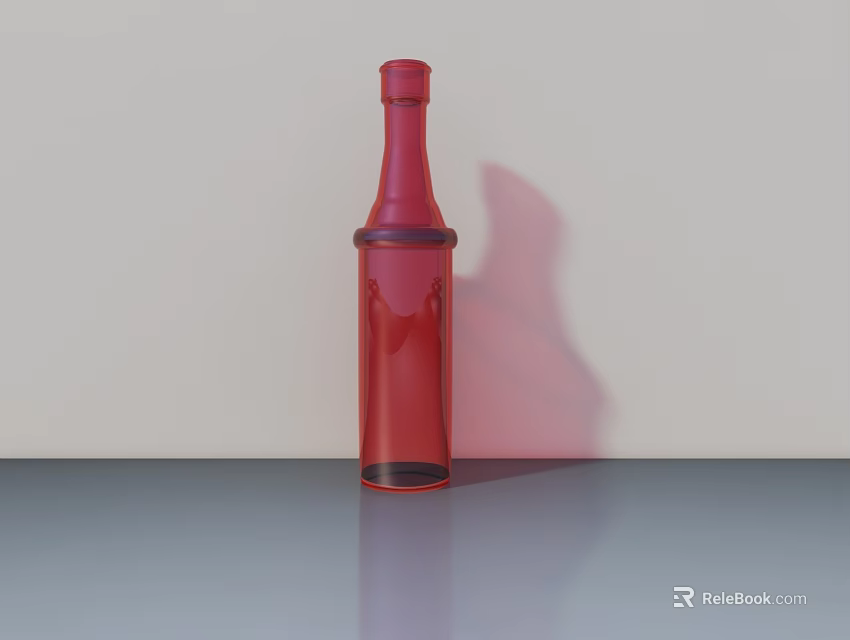 Display Shelf With Red Bottle On Tabletop Against Light Colored Wall With Shadow 3d model 