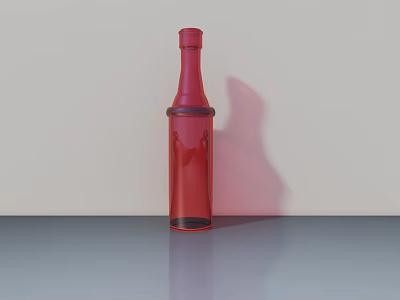 Display Shelf With Red Bottle On Tabletop Against Light Colored Wall With Shadow 3d model