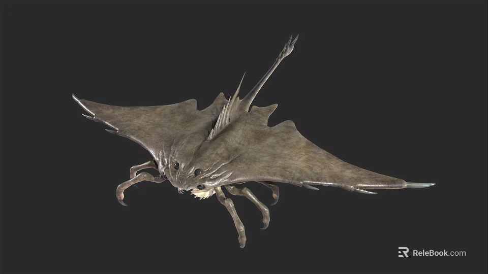 Prehistoric Flying Animal With Large Wings Long Tail And Sharp Claws 3d model 
