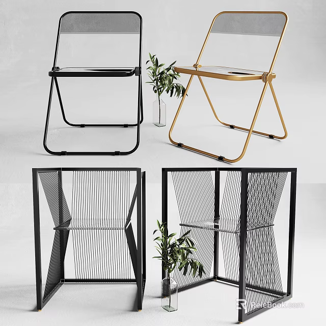 Modern Single Chair Designs With Metal Frame And Minimalist Home Decor Elements 3d model 