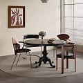 Cozy Interior With Round Dining Table Chairs Decorative Artwork Floor Lamp Plant And Window Blinds