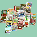 Cartoon Style Multi Level House Scene With Colorful Rooms Furniture And Playful Elements