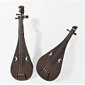 Two Traditional Wooden Chinese Pipa String Instruments With Classic Design And Smooth Finish