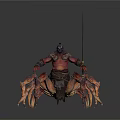 Mythical Crab Inspired Creature With Humanoid Torso And Spiked Segmented Legs 3d model