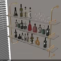 Wall Mounted Metal Wine Rack With Multi Tier Design For Wine Bottles And Glasses