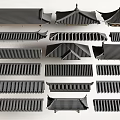 Traditional Chinese Architecture Roof Components With Various Tile Patterns And Eave Designs 3d model
