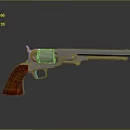 Classic Revolver Firearm With Silver Metal Body And Red Wooden Grip Design