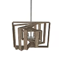 Abstract Geometric Wooden Pendant Light With Layered Square Frame For Modern Home