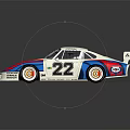 Porsche Martini Racing Race Car Number 22 White With Red Blue Stripes