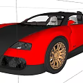 Luxury Bugatti Sports Car With Red And Gray Exterior And Golden Wheels