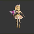 Woman in Pink Dress with Pink Hair and Butterfly Wings Holding Magic Wand