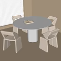 Modern Dining Table and Chair Combination Dining Chair Single Chair Round Dining Table 3d model