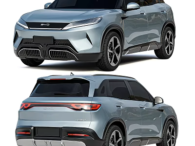 Modern SUV Car with Streamlined Exterior LED Headlights LED Taillights and Black Rims 3d model