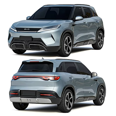 Modern SUV Car with Streamlined Exterior LED Headlights LED Taillights and Black Rims 3d model