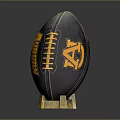 Black Football Sports Equipment With Golden AC Logo And Golden Stand Base