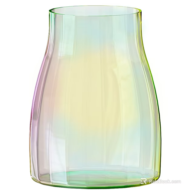 Colorful Glass Vase With Fresh Blooming Flowers And Rainbow Gradient Design For Home Decor 3d model 