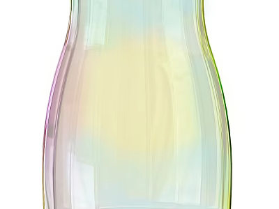 Colorful Glass Vase With Fresh Blooming Flowers And Rainbow Gradient Design For Home Decor 3d model