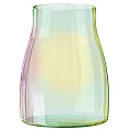 Colorful Glass Vase With Fresh Blooming Flowers And Rainbow Gradient Design For Home Decor