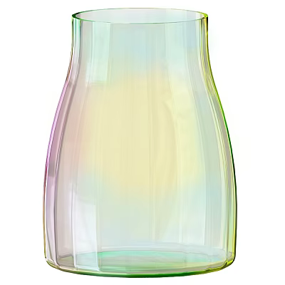 Colorful Glass Vase With Fresh Blooming Flowers And Rainbow Gradient Design For Home Decor 3d model