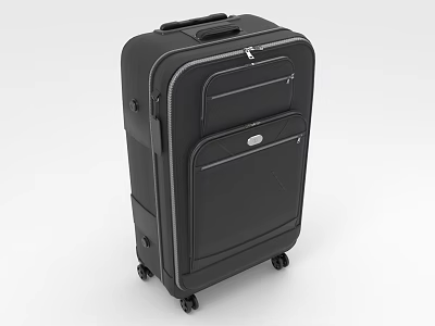 Durable Black Travel Suitcase With Hard Shell Zipper Pockets And Rolling Wheels 3d model