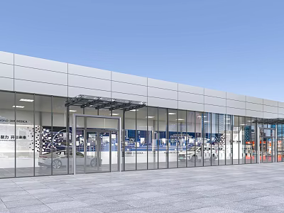 Modern Industrial Factory With Glass Facade Metal Structure And Spacious Plaza Entrance 3d model