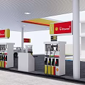 Modern Gas Station With Multiple Fuel Pumps Canopy And Vehicle Refueling