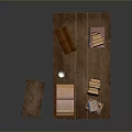 Rustic Wooden Table With Open Book Stacked Books Wine Glass And Stool