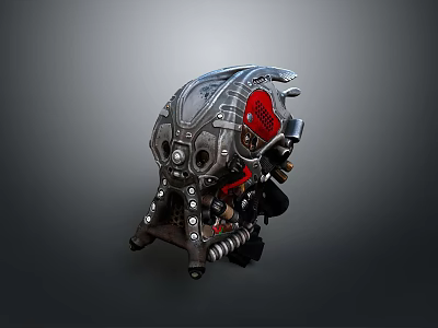 Mechanical Weapon With Metallic Body Red Accents And Intricate Design Details 3d model