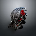 Mechanical Weapon With Metallic Body Red Accents And Intricate Design Details