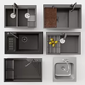 Modern Gray Kitchen Sinks With Drainer Various Designs And Different Styles 3d model
