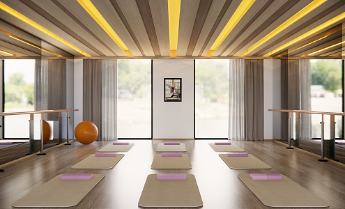 Modern Yoga Room School Dance Classroom 3d model