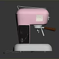 Stylish Pink Espresso Machine With Vintage Design Metal Base And Wooden Handle