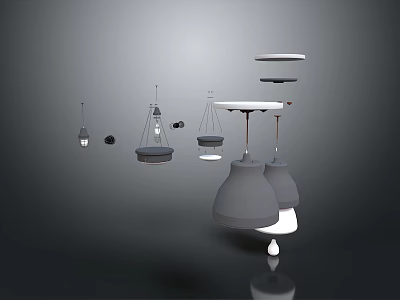 Modern Lighting Fixture Collection Featuring Various Pendant Lamps And Unique Design Styles 3d model