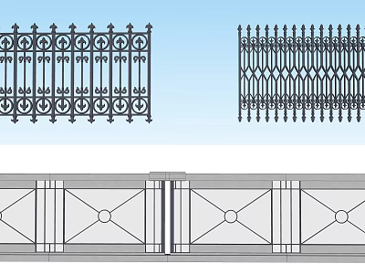 Ornate Iron Fence Designs With Decorative Patterns And Geometric Shapes 3d model