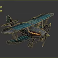 Blue Winged Retro Spacecraft Model With Luminous Details For Cosmic Exploration 3d model