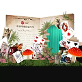 Rongchuang High School Themed Display With Book Shaped Board Playing Cards Mushrooms Greenery And Butterflies