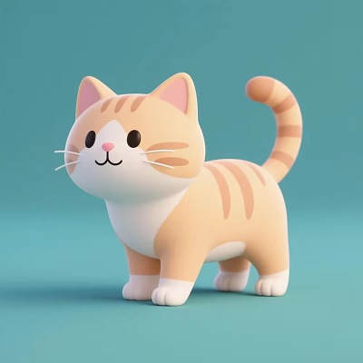 Cartoon Style Light Brown White Cat Figurine Decorative Home Decoration Accessory Set 3d model
