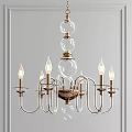 Elegant Glass Globe Chandelier With Brass Metal Arms And Candle Style Light Bulbs