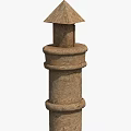 Architectural Stone Column Featuring Layered Rings And Square Base Design