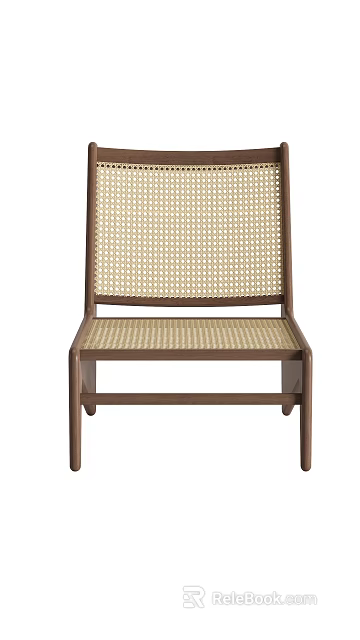Modern Leisure Chair With Woven Rattan Back Seat And Wooden Frame Design 3d model 