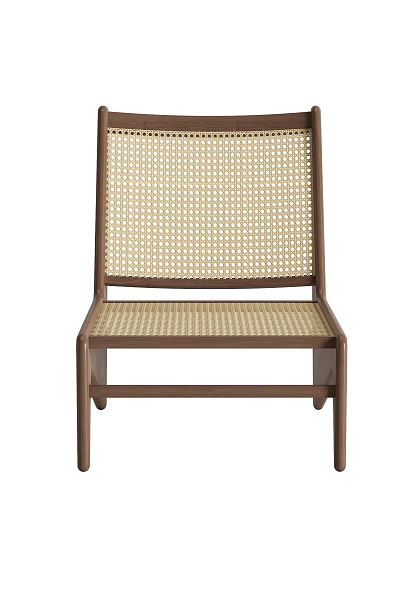 Modern Leisure Chair With Woven Rattan Back Seat And Wooden Frame Design 3d model