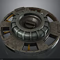 Industrial Mechanical Equipment With Circular Metal Frame And Central Groove Design Parts