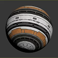 Colorful Sphere With Black White Orange Layered Stripes On Gray Background