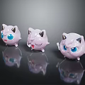 Purple Cartoon Creature Characters With Small Horns Different Expressions And Shiny Surface