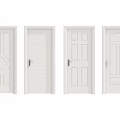 White Hinged Doors With Various Panel Designs For Home Interior Decoration 3d model